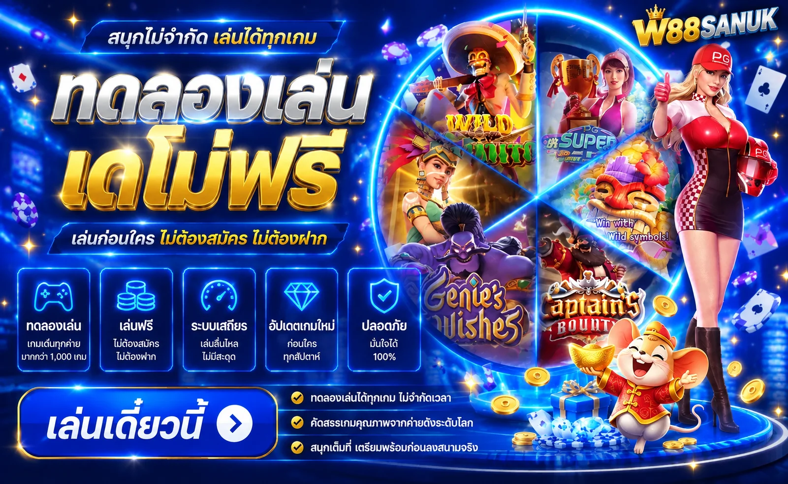 ทดลองเล่นสล็อตฟรี W88SANUK หลายค่าย