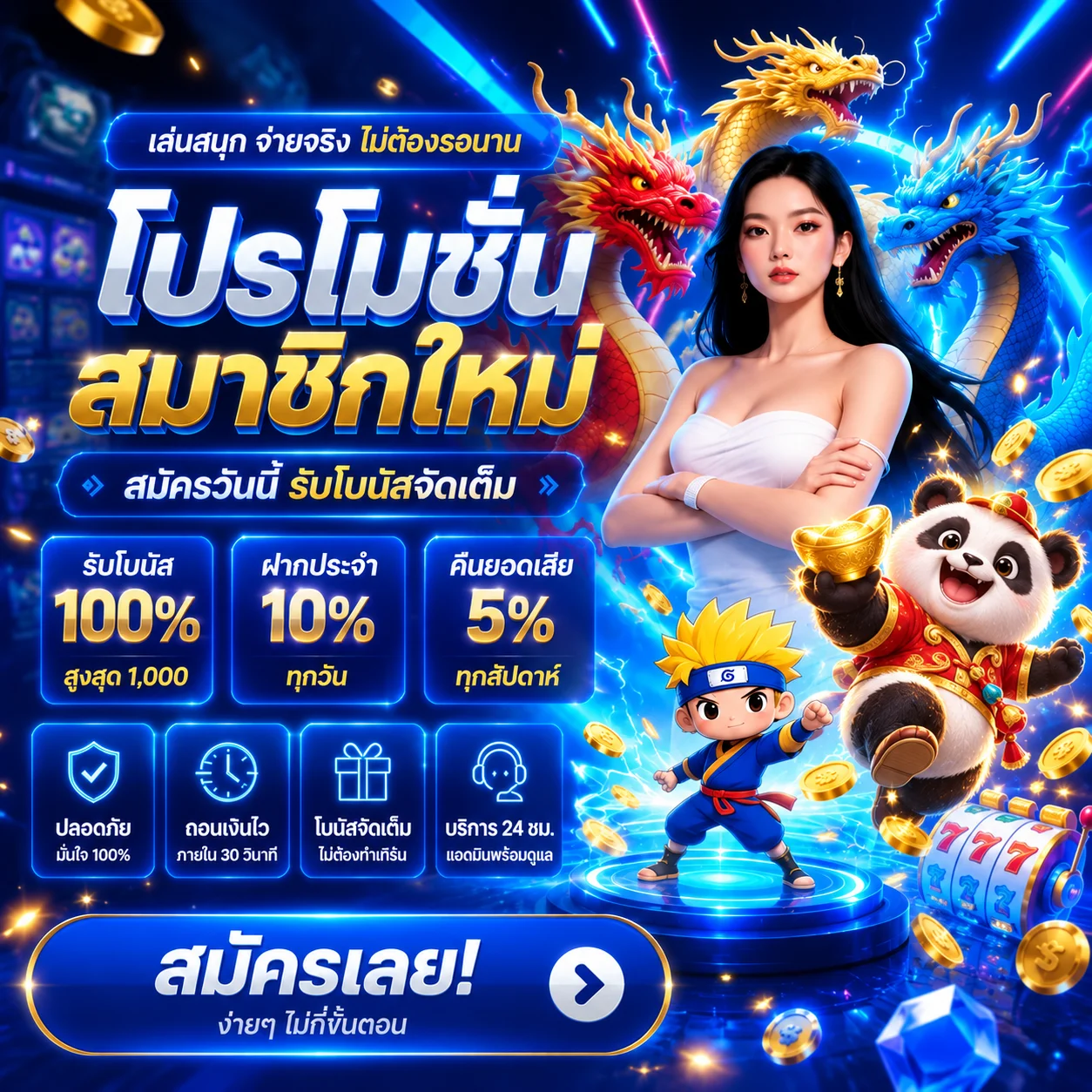โปรโมชั่นสมาชิกใหม่ W88SANUK โทนน้ำเงินทอง